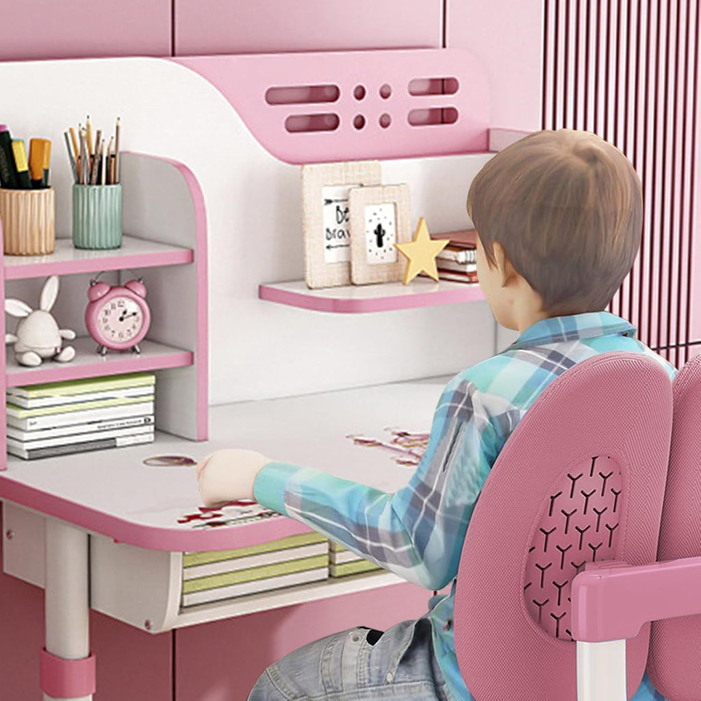 Kids Study Desk and Chair Set for 3-18 Years, Adjustable Height