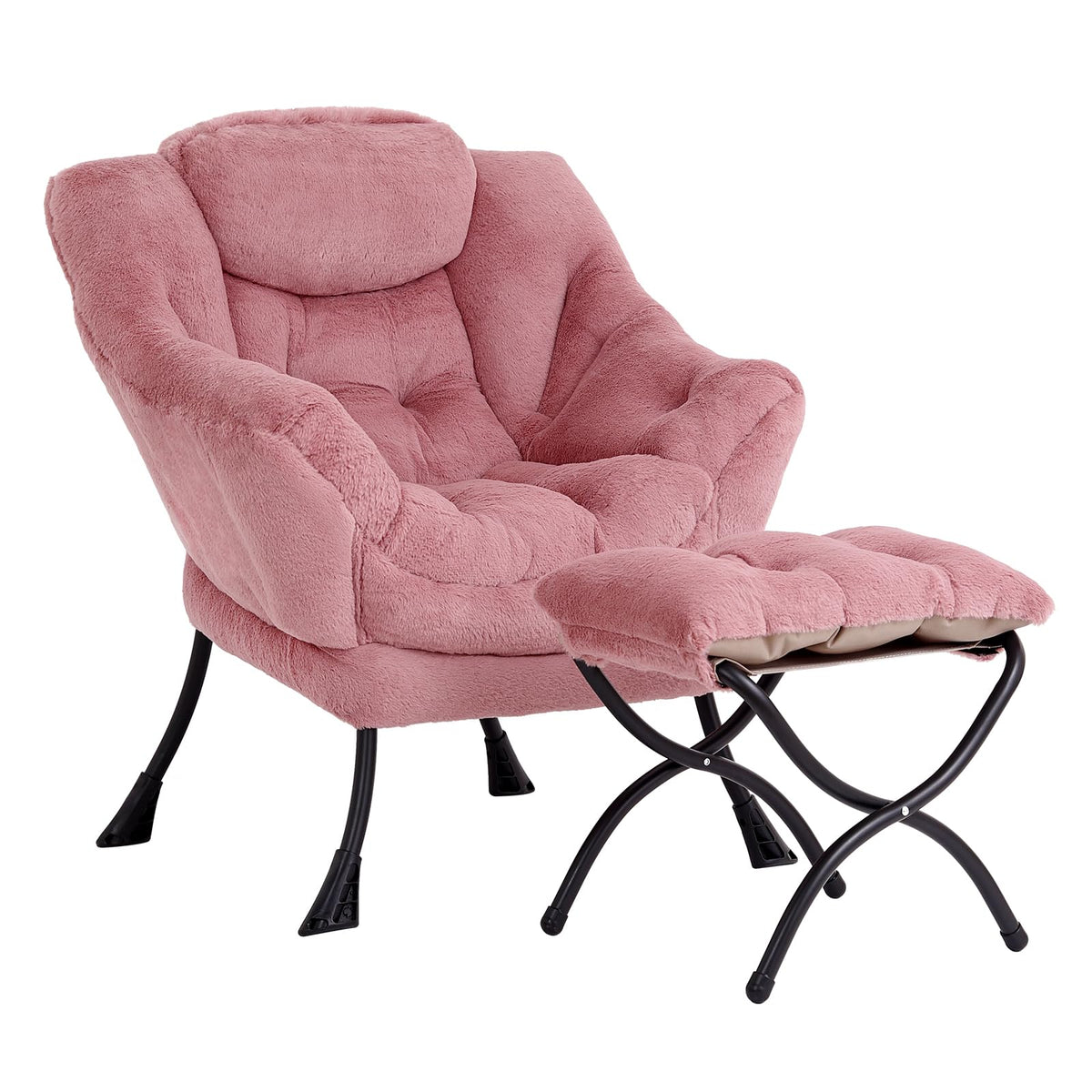 Modern Lazy Chair with Ottoman Lounge Accent Reading Chair for Living Room