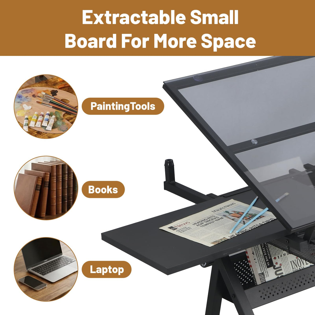 Drafting Table and Stool Set for Adults/Artists, Drawing Table with Adjustable Tabletop and Height, Art Workstation for Painters Crafting Reading Writing Home Office, All White