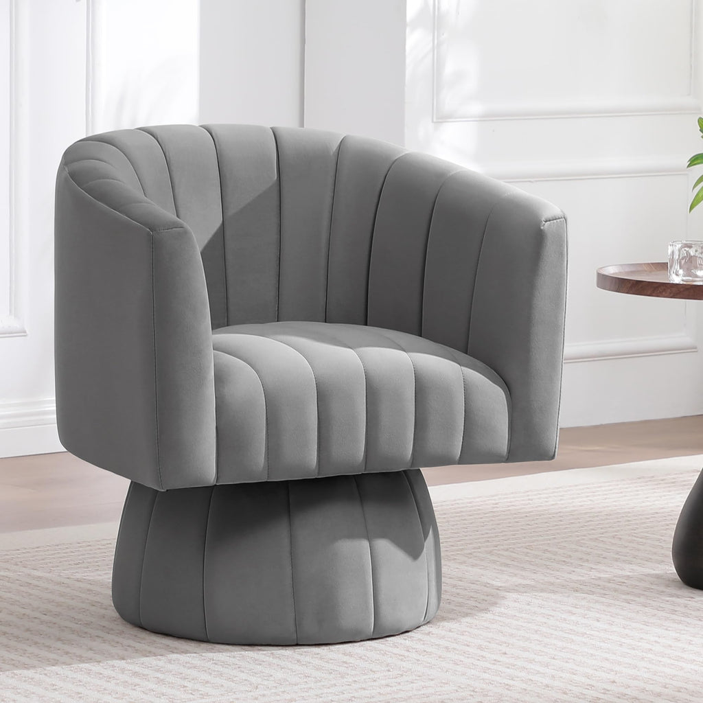 Swivel Accent Barrel Chair Set of 2, Cute Comfy Small Round 360Â° Arm Chair, Velvet Sofa Club Reading Chair for Living Room Bedroom Office Purple