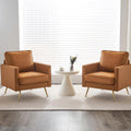 VINGLI Faux Leather Accent Chairs Set of 2 with Gold Legs for Living Room