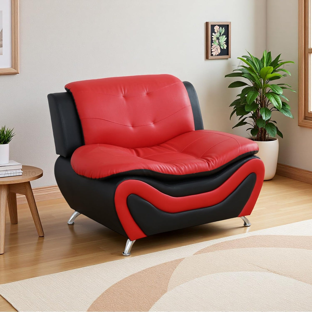 Leather Sectional Sofa Couches, Living Room Sofa and Loveseat Set, Faux Leather Couch and Loveseat Set for Office/Bedroom/Apartment, Cream