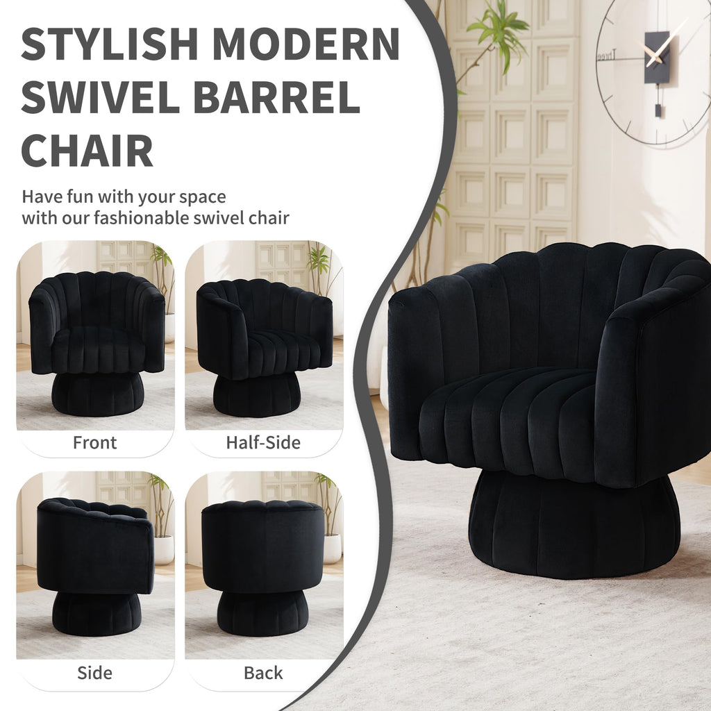 Swivel Accent Barrel Chair Set of 2, Cute Comfy Small Round 360Â° Arm Chair, Velvet Sofa Club Reading Chair for Living Room Bedroom Office Purple
