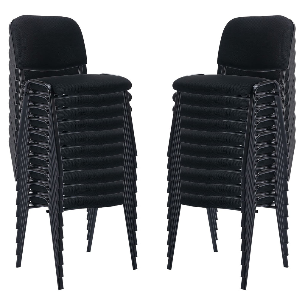 Stackable Office Guest Chairs, Reception Waiting Room Chairs with Padded Seat & Back, Armless No Wheels Conference Chairs for Training, Meeting, Lobby, Set of 5, Black Mesh Fabric