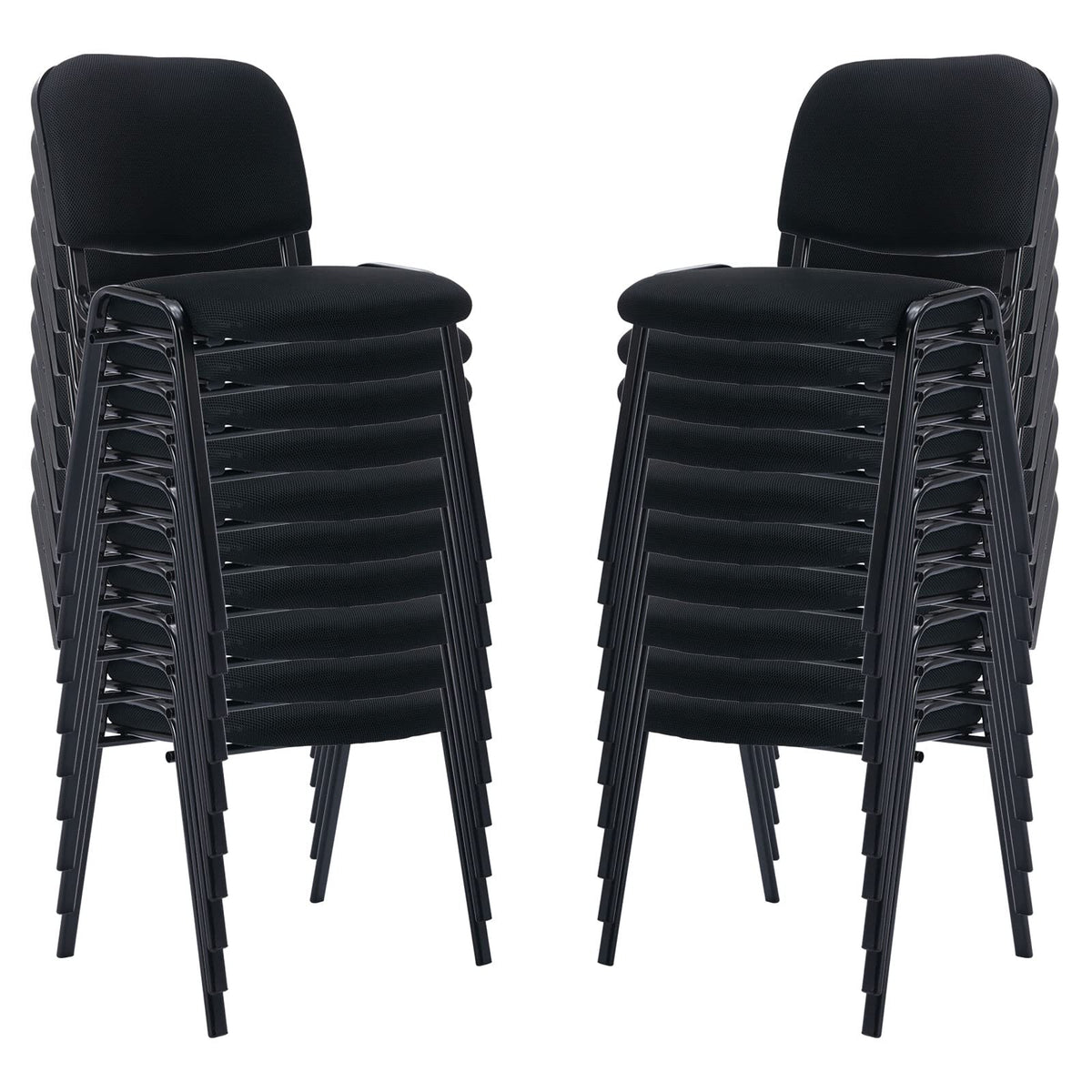 Stackable Office Guest Chairs, Reception Waiting Room Chairs with Padded Seat & Back, Armless No Wheels Conference Chairs for Training, Meeting, Lobby, Set of 5, Black Mesh Fabric