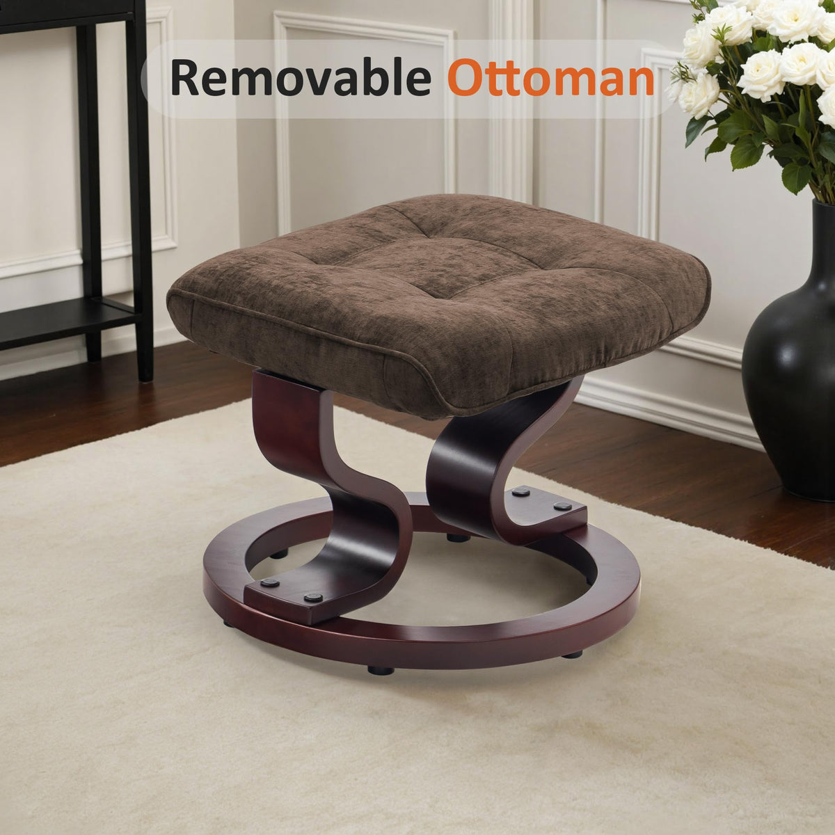 MCombo Manual Swivel Recliner with Ottoman, Faux Leather 9019