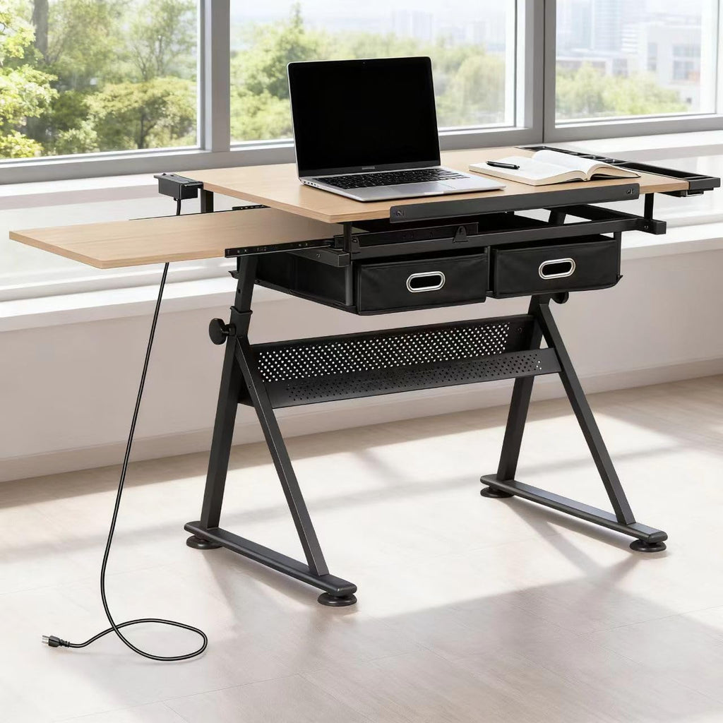 ZENY Adjustable Drafting Table with Stool Tilting Drawing Desk Artist Table