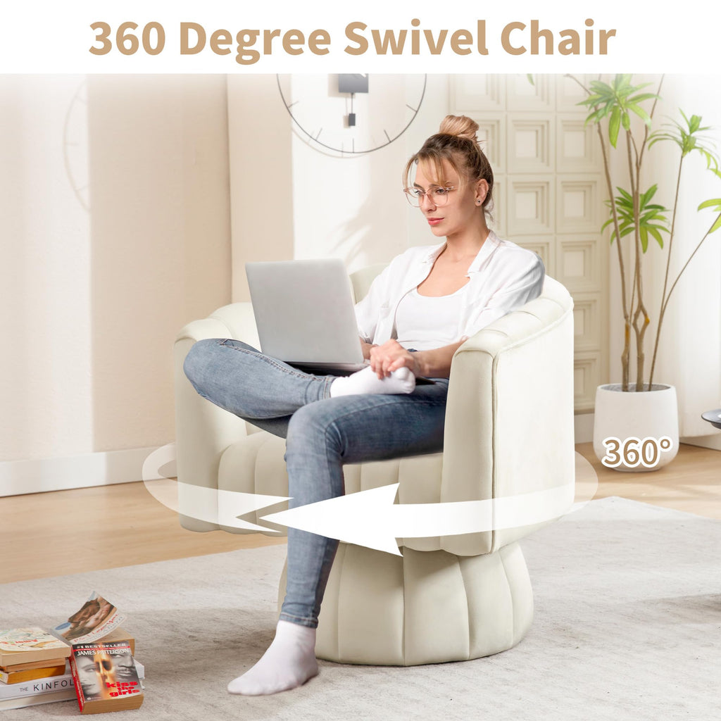 Swivel Accent Barrel Chair Set of 2, Cute Comfy Small Round 360Â° Arm Chair, Velvet Sofa Club Reading Chair for Living Room Bedroom Office Purple