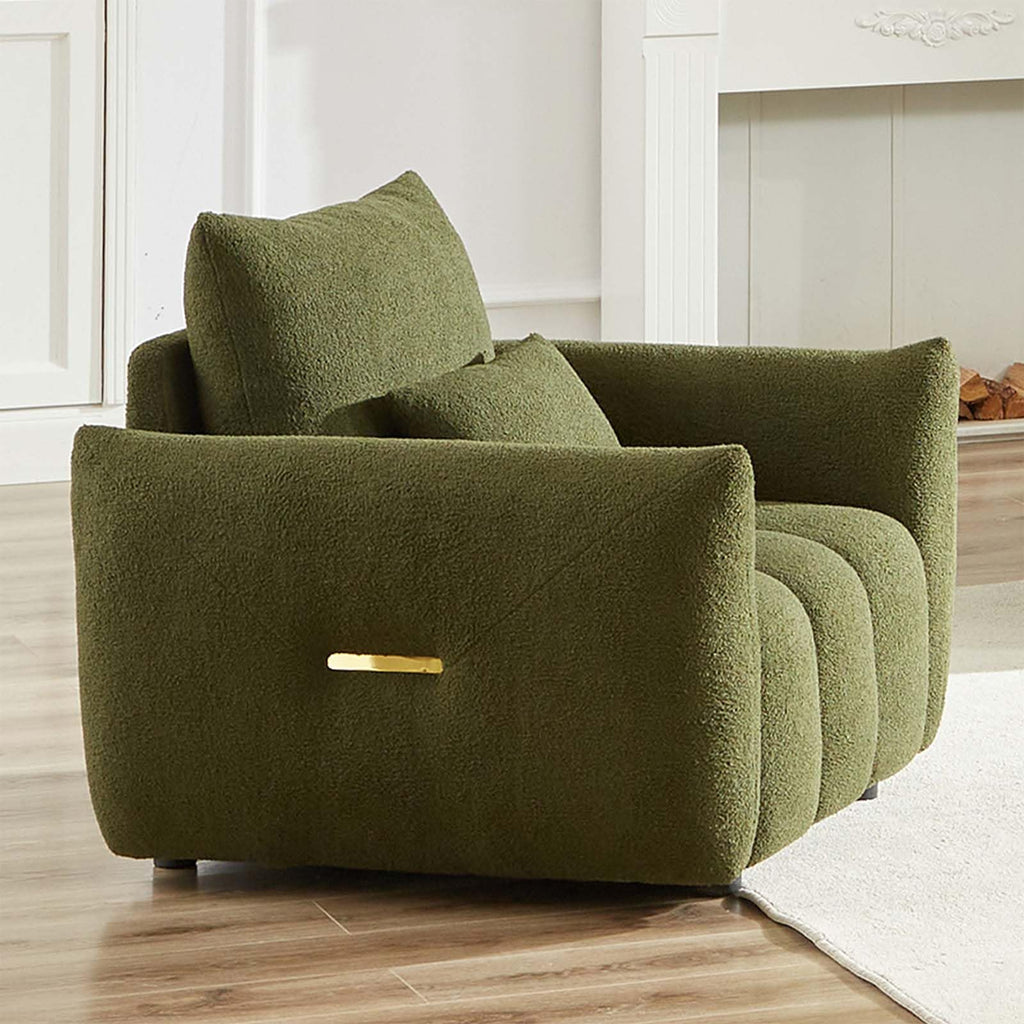 Antetek Teddy Fabric Sofa Set for Living Room, 2 Pieces Modern Deep Seat Oversized 3-Seater Cloud Boucle Couch for Bedroom, Office, Apartment, Furniture Set, 78-inch, Black (2 Pieces)
