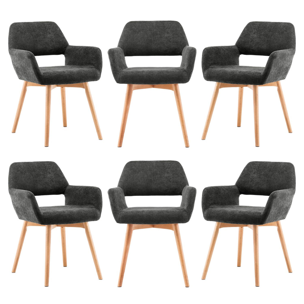 Mid Century Modern Dining Chairs Set of 2 & 4 & 6 Comfy Accent Chair Upholstered Kitchen Dining Living Room Chairs for Bedrooms Waiting Room Home Arm Desk Chair No Wheels (Beige, 2)