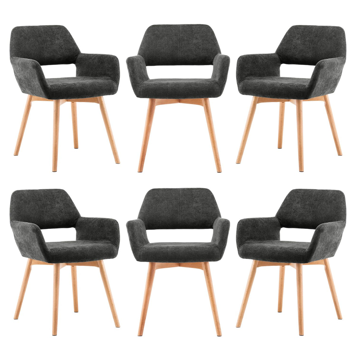 Mid Century Modern Dining Chairs Set of 2 & 4 & 6 Comfy Accent Chair Upholstered Kitchen Dining Living Room Chairs for Bedrooms Waiting Room Home Arm Desk Chair No Wheels (Beige, 2)