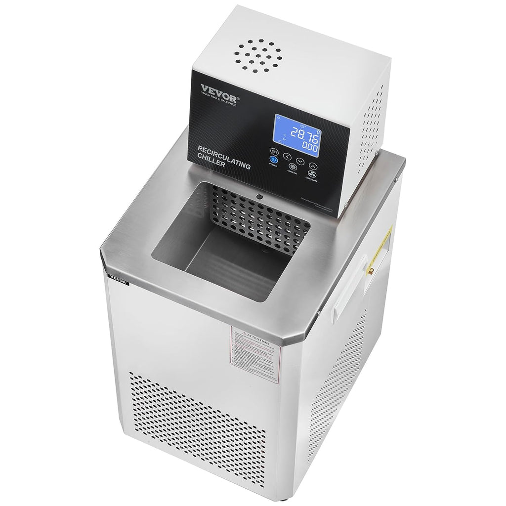 VEVOR Laboratory Chiller Circulator, -20â ~100â Circulator Pump Chiller, 6L Chiller Lab Low Temperature Cooling Liquid, LCD Display, 304 Stainless Steel Water Bath Recirculating Water Cooling