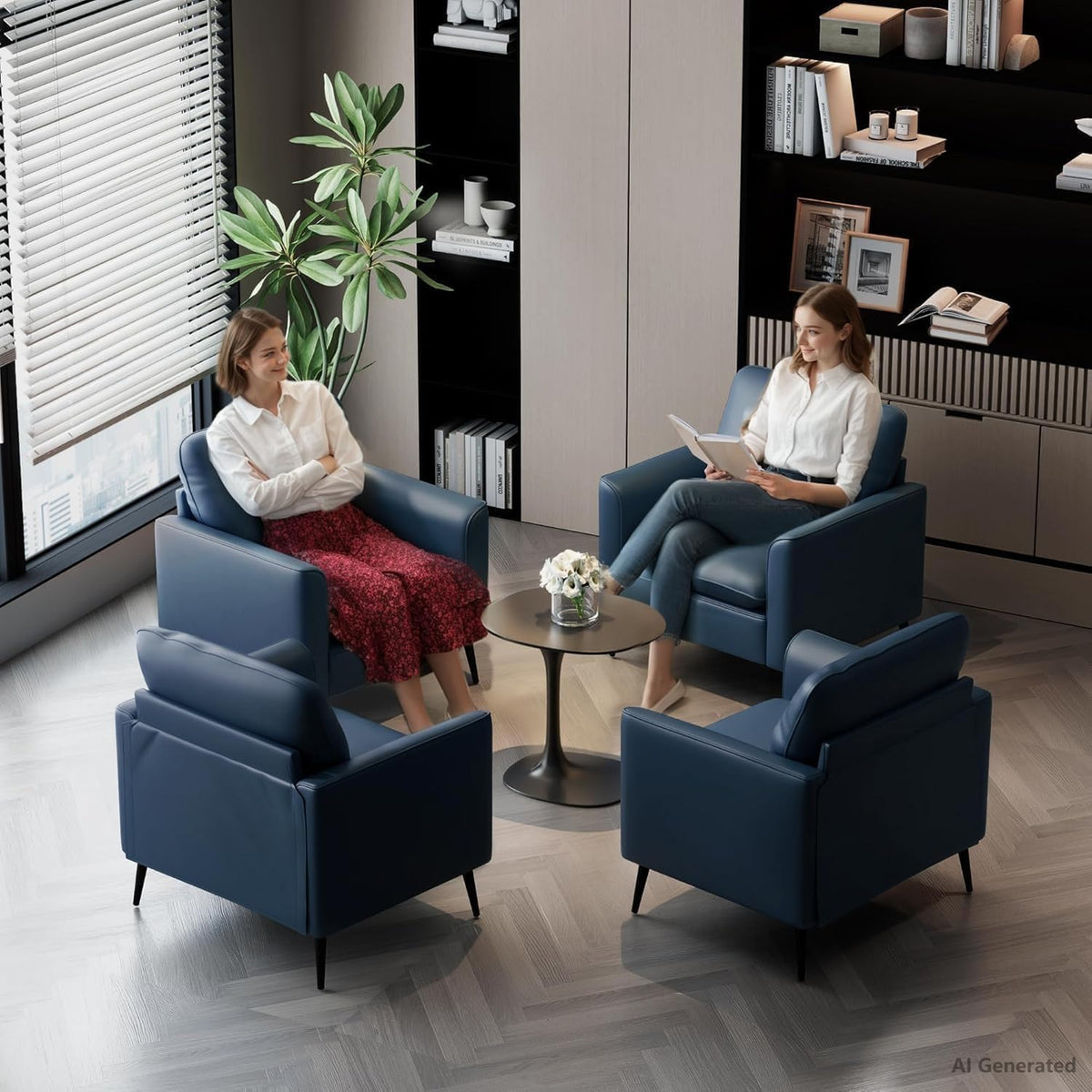 TYBOATLE Accent Chairs Set of 2, Faux Leather Arm Chairs (Grey, 2)