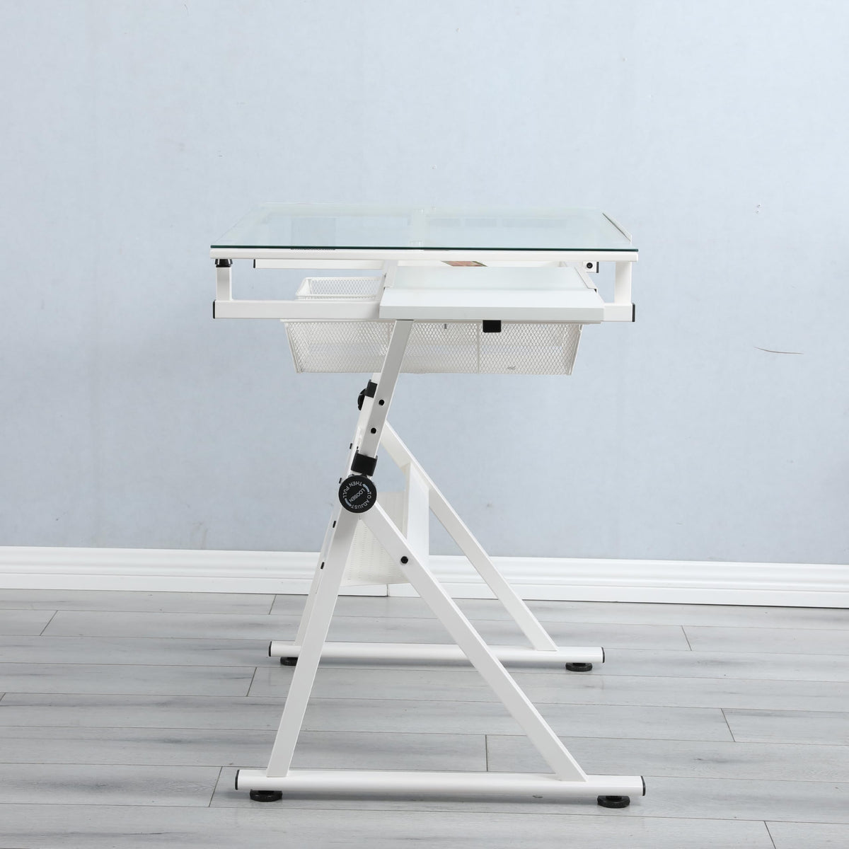 Adjustable Drawing Table for Artists | Drafting Desk with Tilted Glass Top | Art & Craft Table for Adults (Black, Classic Pro-27.16''- 35.82'' H)