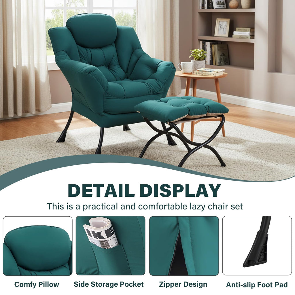 Modern Lazy Chair with Ottoman Lounge Accent Reading Chair for Living Room