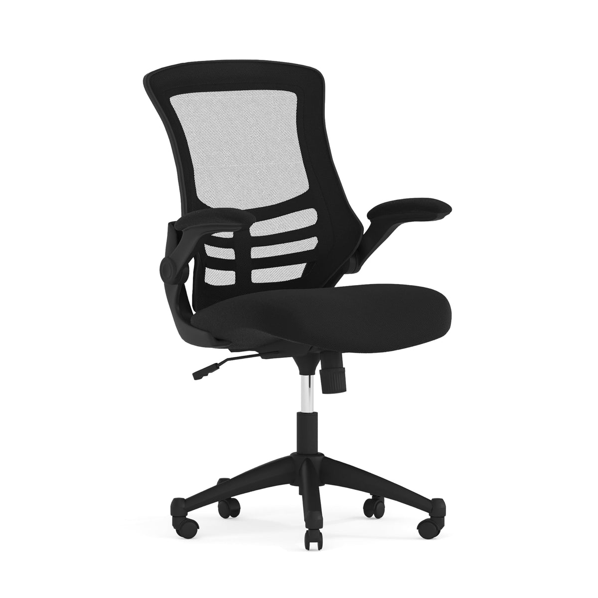 Flash Furniture Set of 4 Mid-Back Swivel Ergonomic Task Office Chairs with Flip-Up Arms, Black Mesh