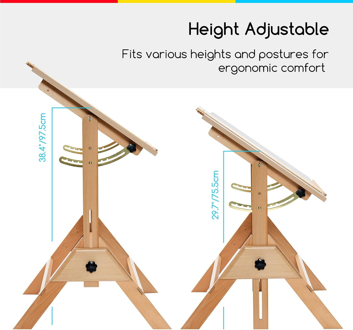 MEEDEN Wood Drafting Table & Stool: 35.5" x 23.5" Art Desk and Stool Set