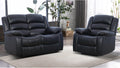 EBELLO Manual Faux Leather Reclining Couch Set for Living Room, Include 1 Recliner Chair, 1 Loveseat Sofa, Recliner Sofa Furniture Set for Home and Office, Black