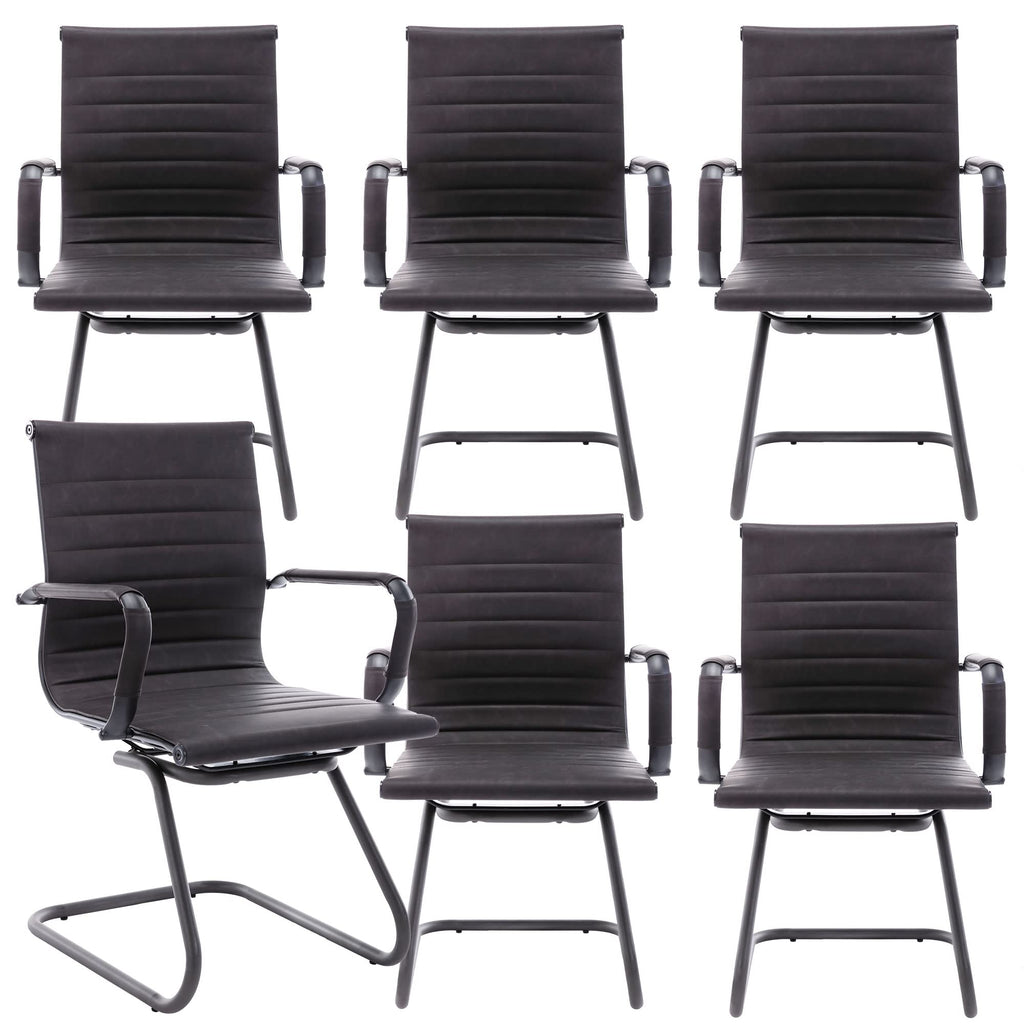 Reception Chairs Leather Conference Guest Chair Heavy Duty Back Support Office Chair, Set of 2 (Navy)