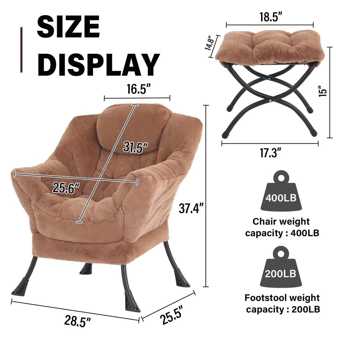 Modern Lazy Chair with Ottoman Lounge Accent Reading Chair for Living Room