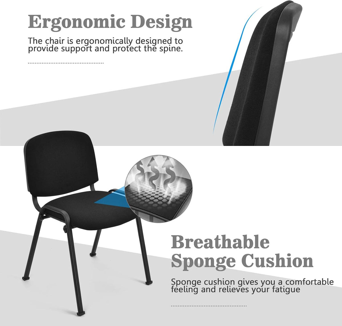 Casart 5 PCS Conference Chair Set W/Steel Frame,Ergonomic Design,Sponge Seat and Back,Stack Chair for Study Waiting Room Guest Reception Room Stackable Office Chairs Furniture Set
