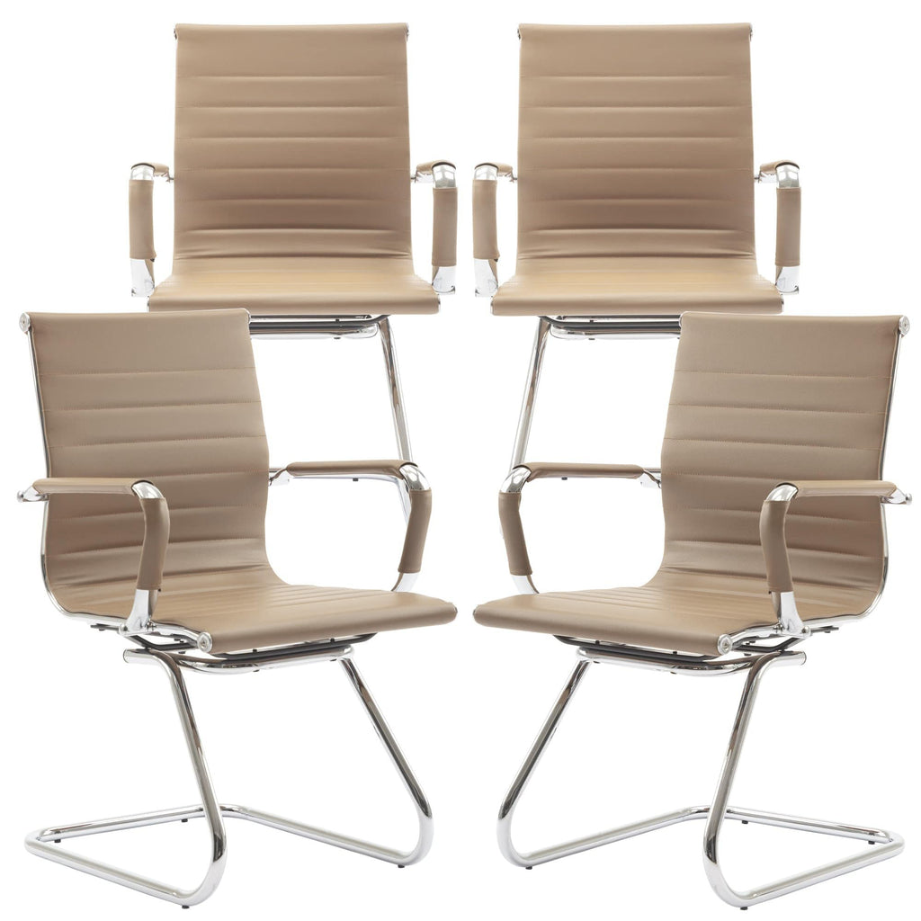 Reception Chairs Leather Conference Guest Chair Heavy Duty Back Support Office Chair, Set of 2 (Navy)