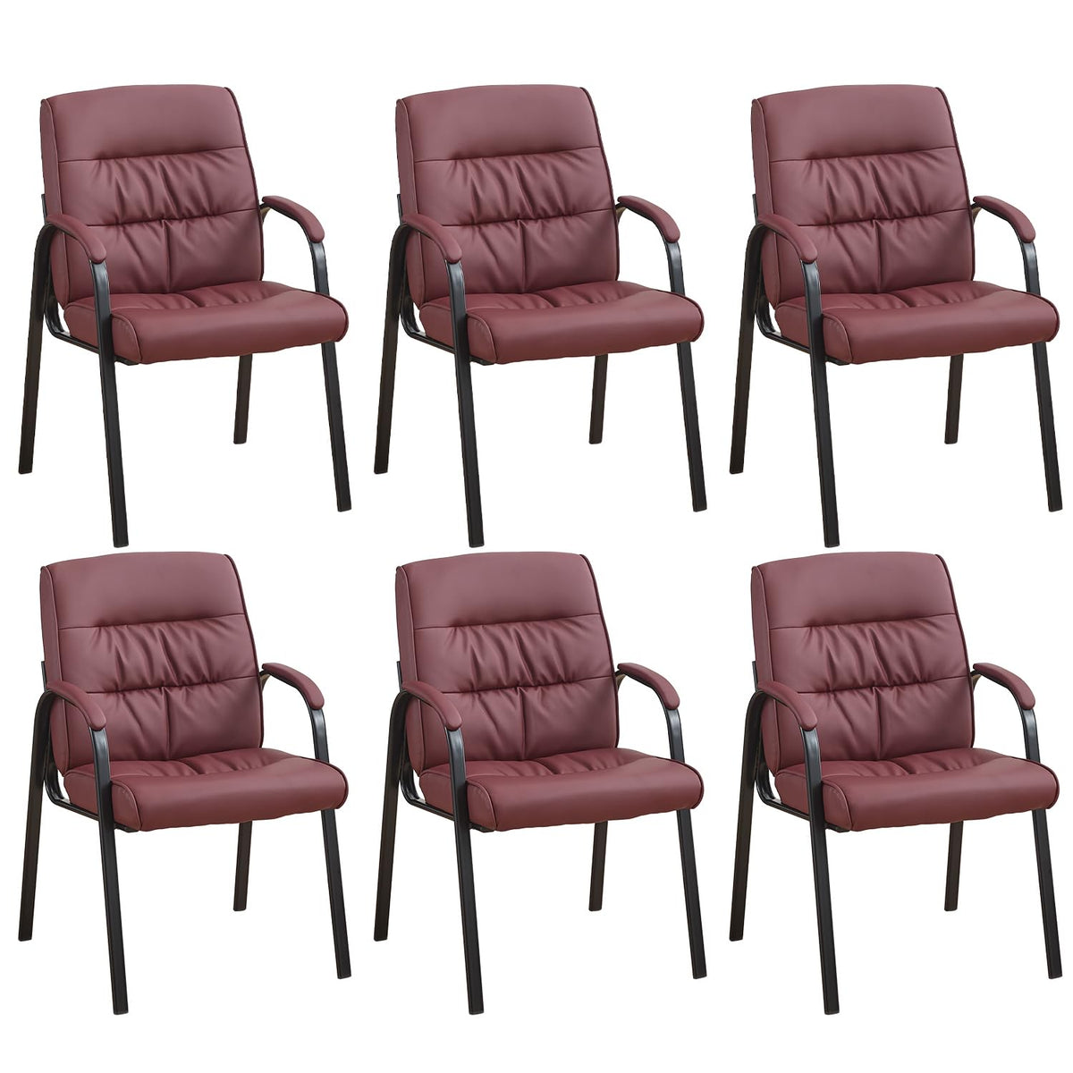 Office Guest Reception Chair Set of 2, Conference Room Chairs Waiting Room Chairs 2 Pack, Modern Leather Office Desk Chair No Wheels.