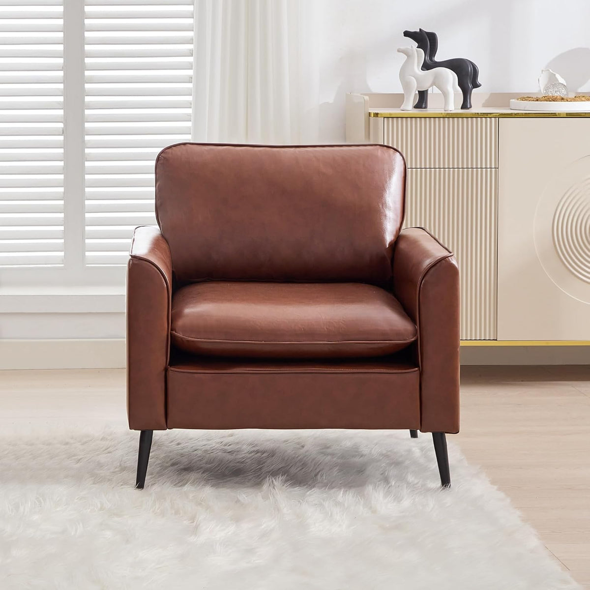 TYBOATLE Accent Chairs Set of 2, Faux Leather Arm Chairs (Grey, 2)
