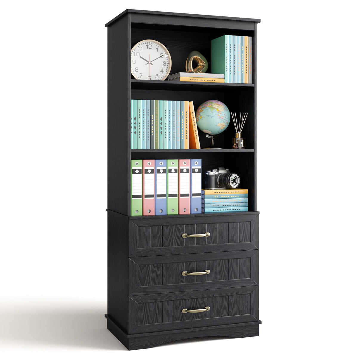 Gizoon 70'' Tall Bookcase Set of 2 with 3 Drawersï¼White