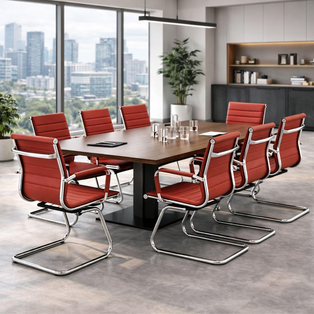 Reception Chairs Leather Conference Guest Chair Heavy Duty Back Support Office Chair, Set of 2 (Navy)
