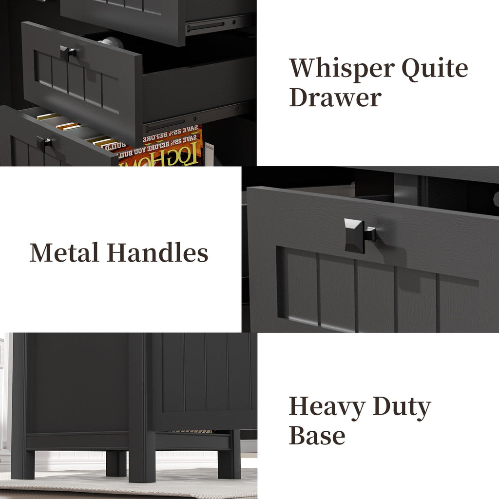 62" Executive Desk Home Office Desk with File Drawer & Cabinet