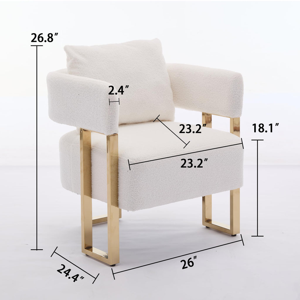 YISHENG Modern Barrel Accent Chairs Set of 2, Living Room Side Chairs with Golden Metal Legs Soft Upholstered Reading Armchairs no Wheels for Vanity/Reception Room//Bedroom/Lounge/Office,Black Teddy