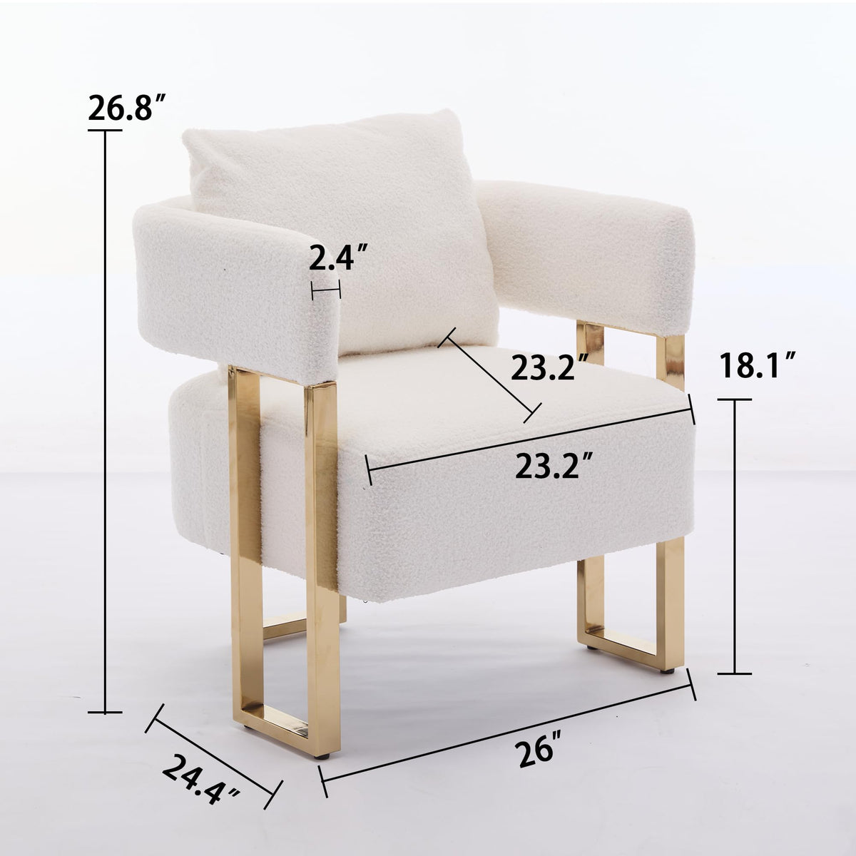 YISHENG Modern Barrel Accent Chairs Set of 2, Living Room Side Chairs with Golden Metal Legs Soft Upholstered Reading Armchairs no Wheels for Vanity/Reception Room//Bedroom/Lounge/Office,Black Teddy