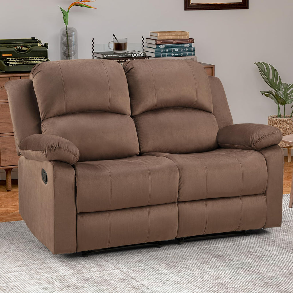 EBELLO Manual Faux Leather Reclining Couch Set for Living Room, Include 1 Recliner Chair, 1 Loveseat Sofa, Recliner Sofa Furniture Set for Home and Office, Black