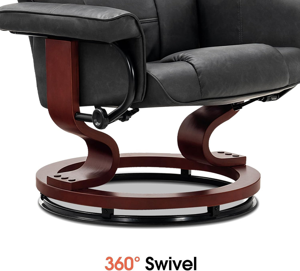 MCombo Manual Swivel Recliner with Ottoman, Faux Leather 9019