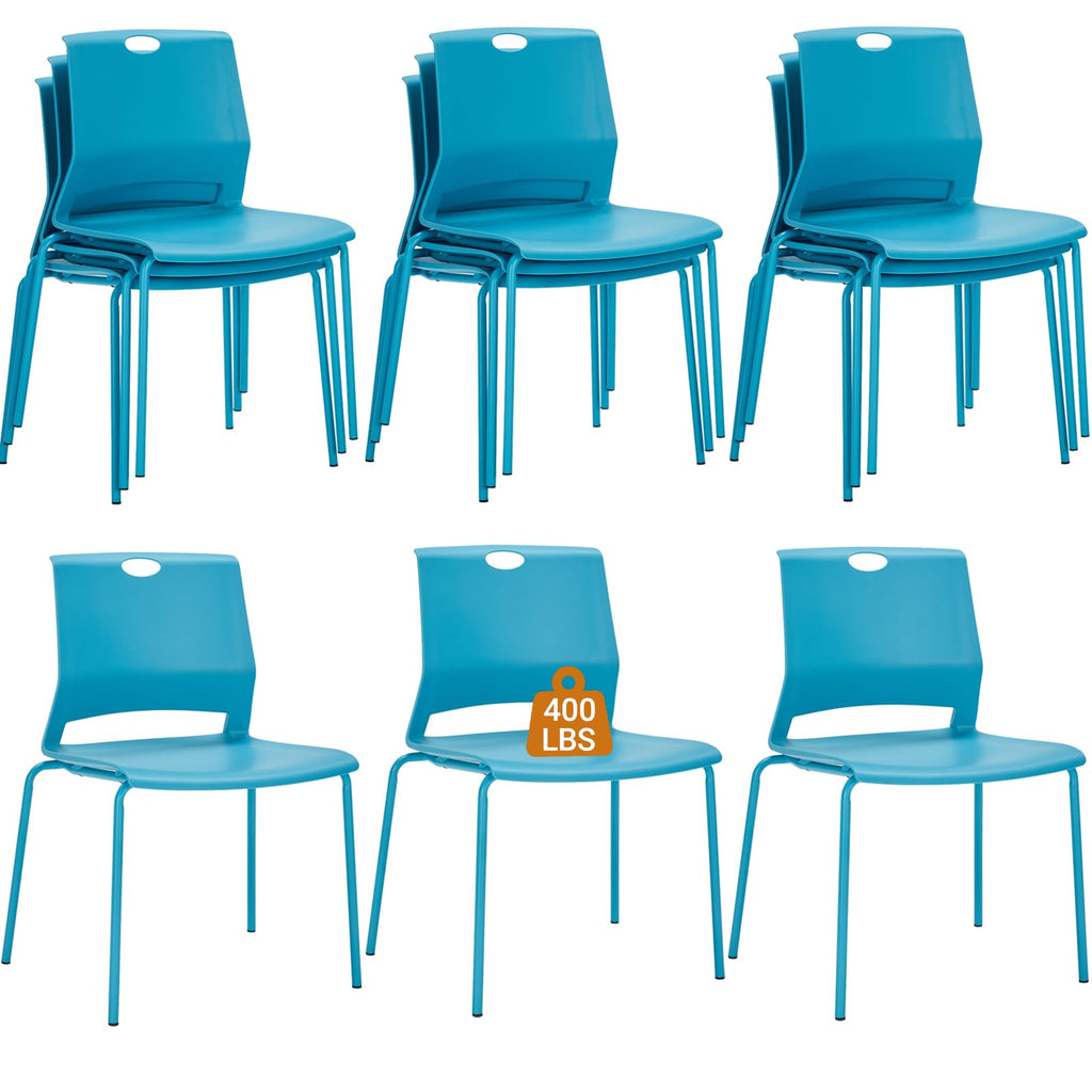 Sidanli Stackable Office Chairs, Red Guest Chairs with Comfortable Streamline Seat, Stacking Chairs No Wheels for Conference Room, Set of 4