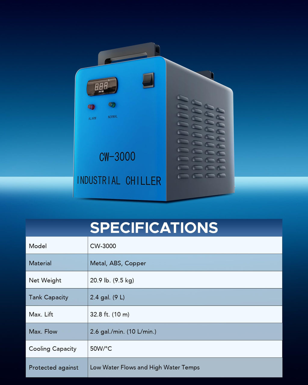 OMTech CW-5200 6L Industrial Water Chiller