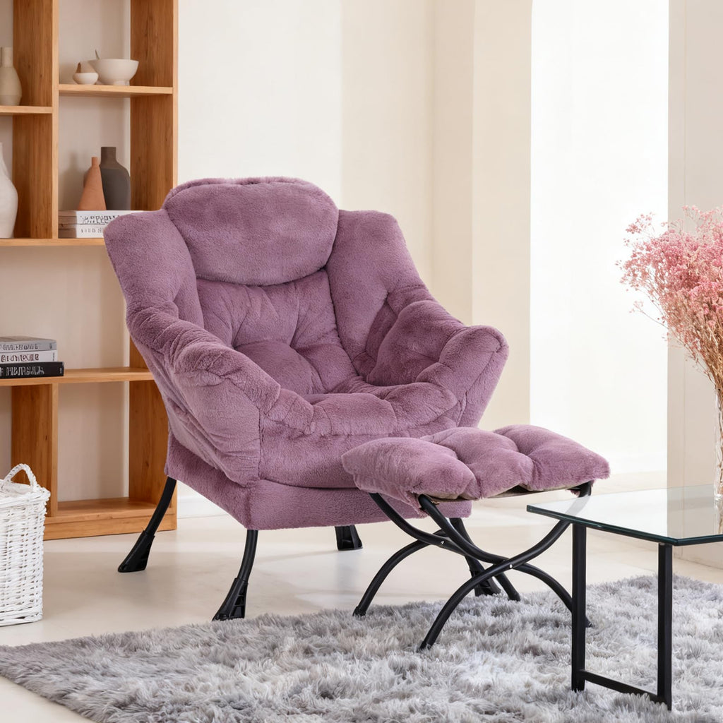 Modern Lazy Chair with Ottoman Lounge Accent Reading Chair for Living Room