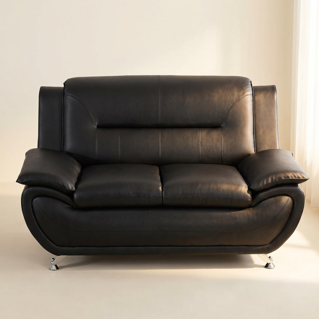 Modern Faux Leather Sofa Set â 3-Piece Living Room Couch with Chrome Legs & Padded Armrests â Includes 1-Seater, 2-Seater & 3-Seater â Contemporary Lounge Furniture for Home & Office (Brown)