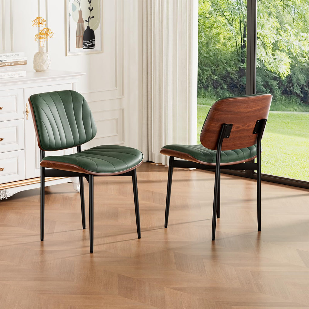 REONEY Dining Chairs Set of 4, Mid-Century Modern Kitchen Chairs, Black