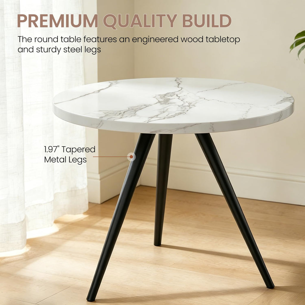 34.6" Round Dining Table Set for 4, Modern Kitchen Coffee Table Set, Walnut