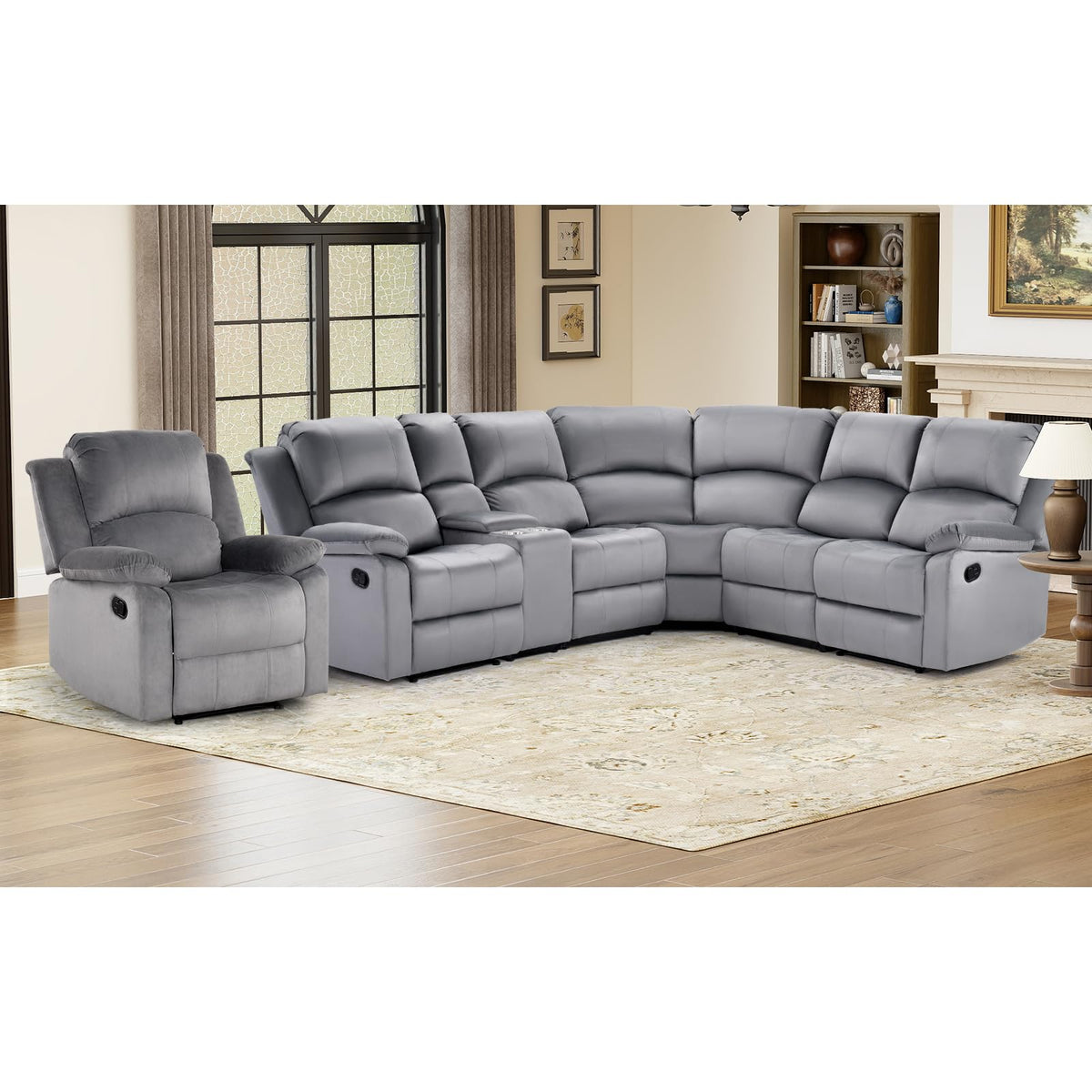 EBELLO Manual Faux Leather Reclining Couch Set for Living Room, Include 1 Recliner Chair, 1 Loveseat Sofa, Recliner Sofa Furniture Set for Home and Office, Black