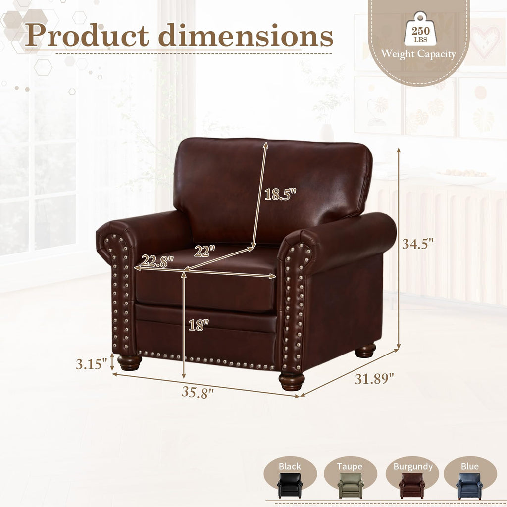 2 Piece Couch Sets for Living Room,Mid Century Modern Couch with Storage Nailhead Trim & Rolled Armrests,Deep Seat Comfy Couch,Furniture Set for Living Room,Bedroom,Office(Navy Blue,Loveseat+3 Seater)