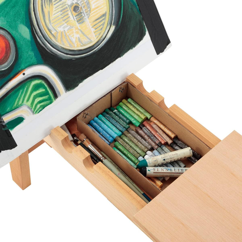 Creative Mark Belgian Art Horse - 40.25" x 11.38" x 17", Beechwood Drawing Bench and Easel with Sturdy Construction, Permanent Legs, 120/90-Degree Angles, Wooden Locking Pin, Built-in Storage