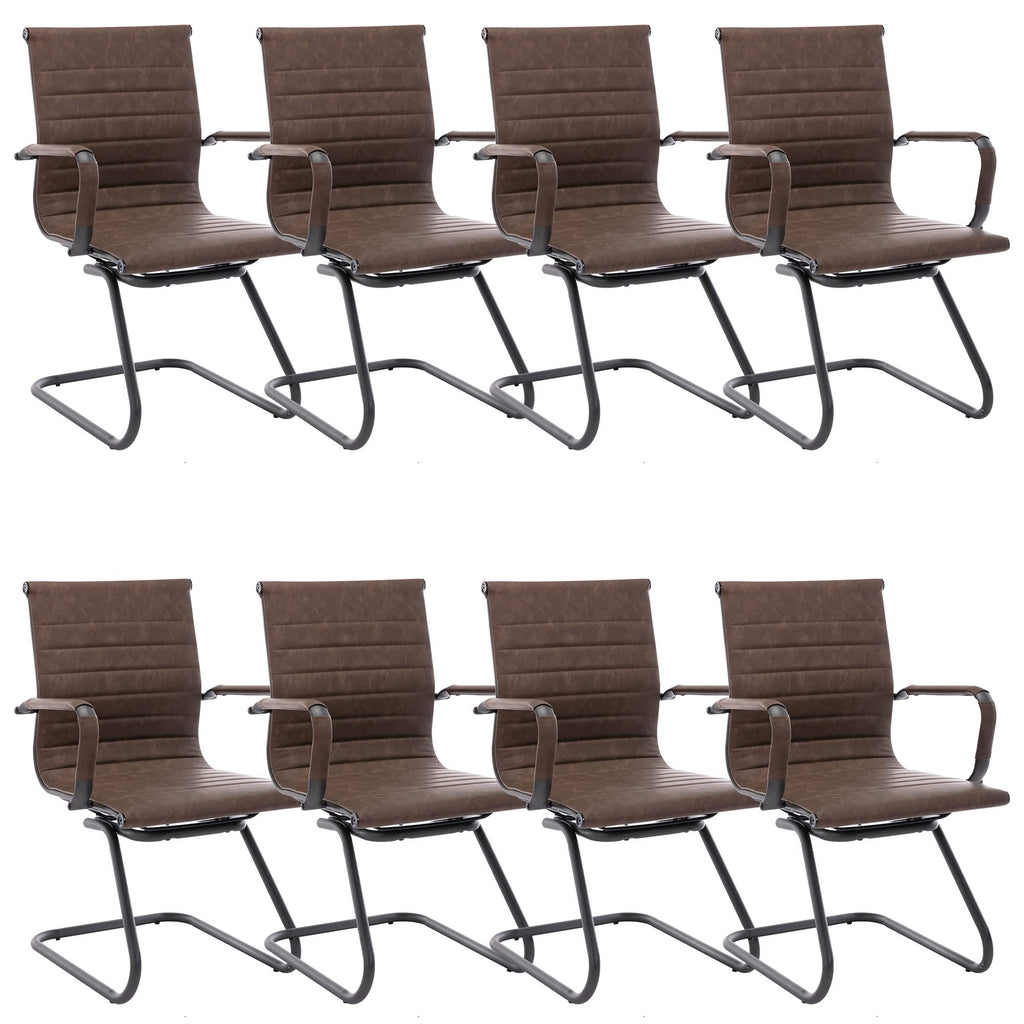 Reception Chairs Leather Conference Guest Chair Heavy Duty Back Support Office Chair, Set of 2 (Navy)