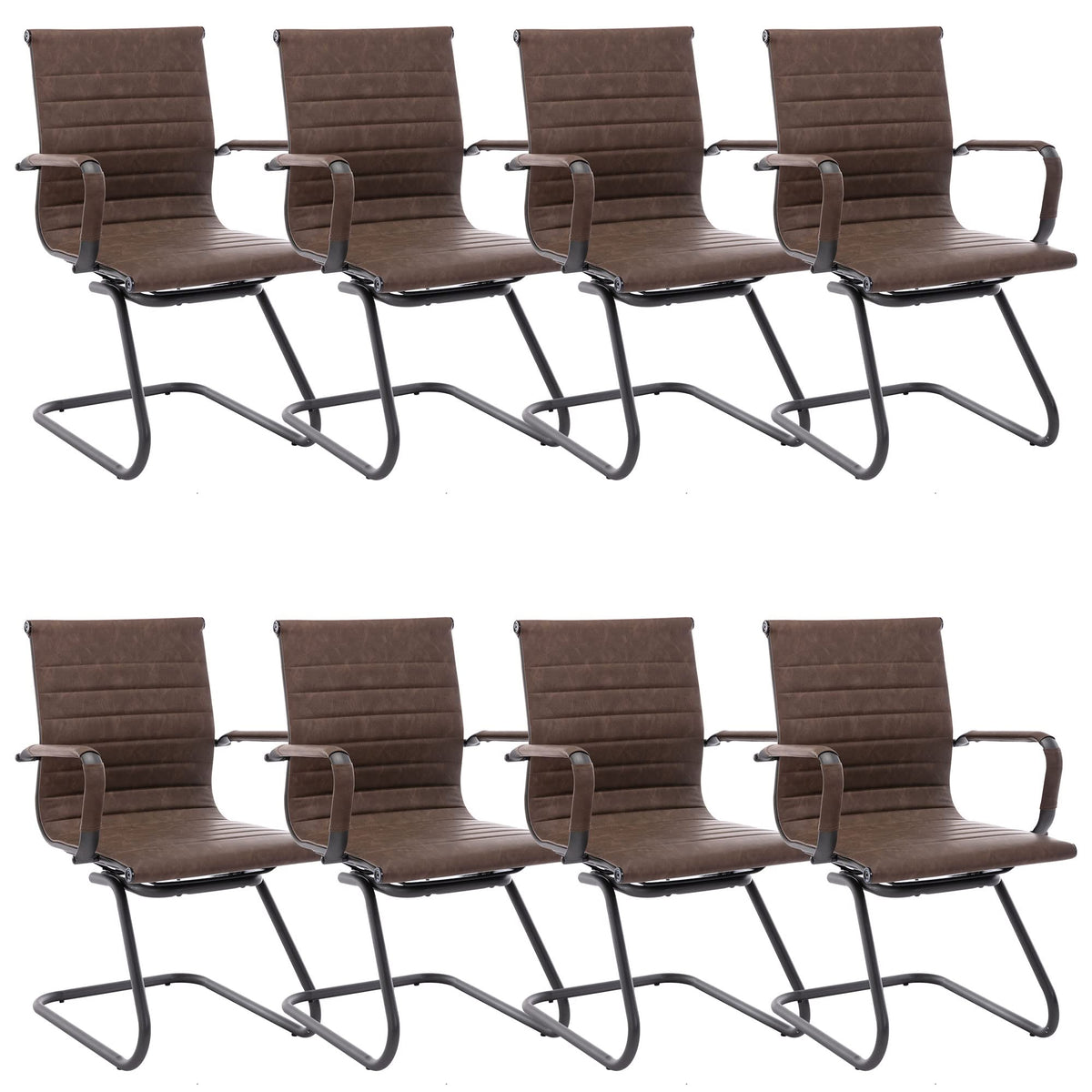 Reception Chairs Leather Conference Guest Chair Heavy Duty Back Support Office Chair, Set of 2 (Navy)