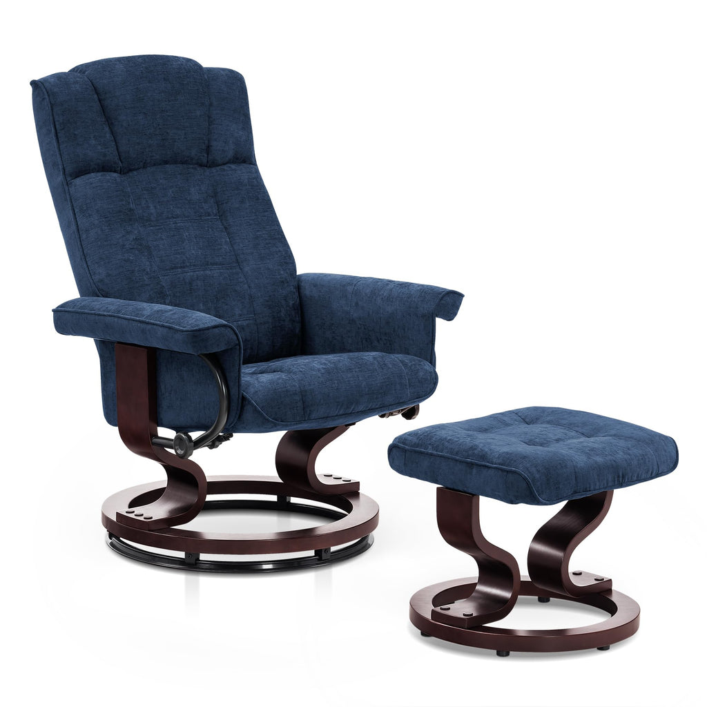MCombo Manual Swivel Recliner with Ottoman, Faux Leather 9019