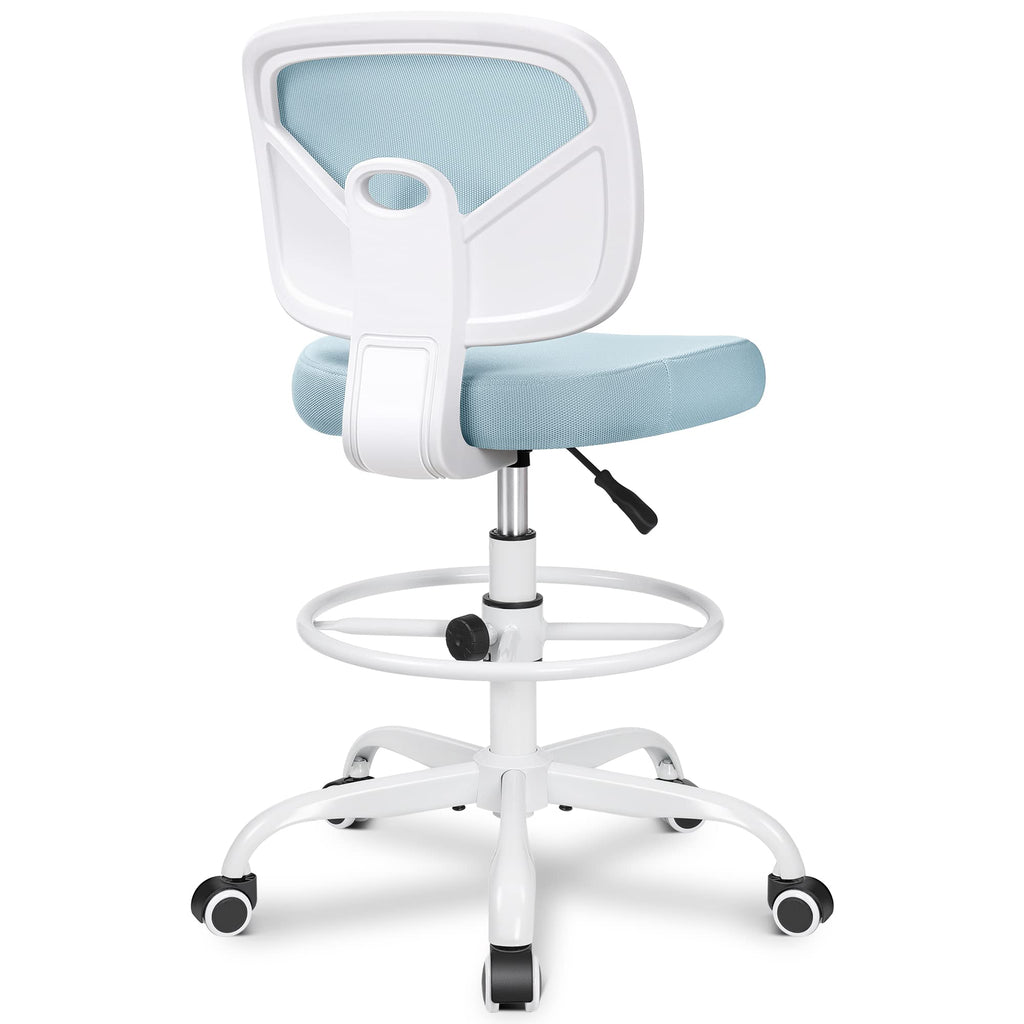Primy Tall Drafting Desk Chair - Armless, Adjustable Height, Mesh Back, Rolling, Standing Desk Chair for Art Room, Office or Home (Black)