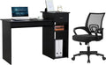 Yaheetech Black Computer Desk and Chair Set with Drawer, Shelves, Mesh Seat