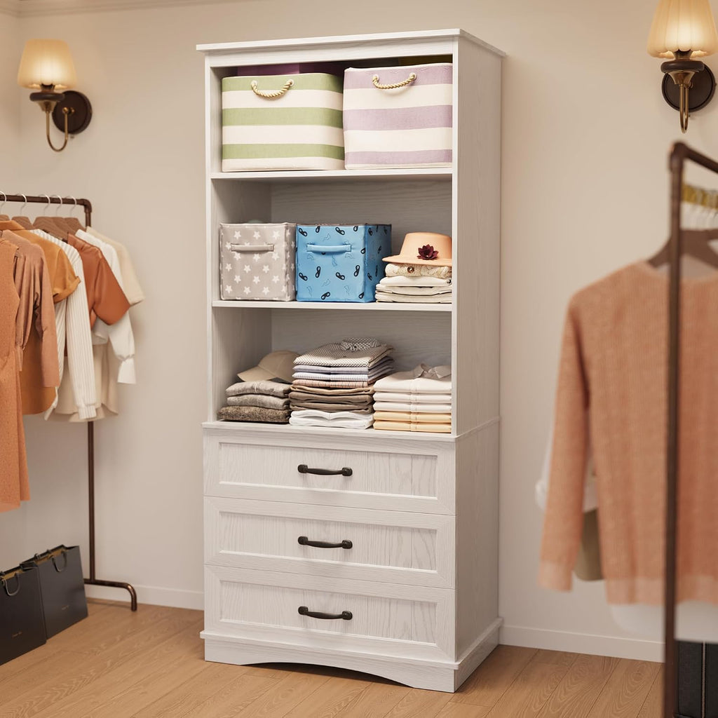 Gizoon 70'' Tall Bookcase Set of 2 with 3 Drawersï¼White